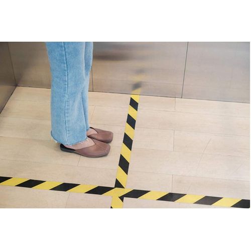 RGB Networks Ltd Warning Hazard Safety Tape 33m x 50mm (2") - Adhesive Sticky Yellow Black Diagonal Rubber Resin