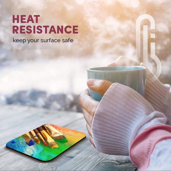 Great Single Coaster Square - Paint Brushes Painter |Glossy Quality Coasters | Tabletop Protection for Any Table Type #14187