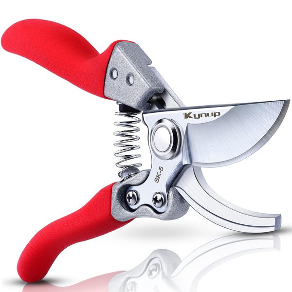 Kynup Secateurs & Pruning Scissors, Professional Garden Secateurs, Sharp SK-5 Steel Blade, Strong & Anti-rust Pruning Shears, Ergonomic Anti-slip Handle, Plant Gardening Tree Trimming Garden Tool(Red)