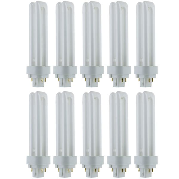 Sunlite PLD18/E/SP65K/10PK 6500K Daylight Fluorescent 18W PLD Double U-Shaped Twin Tube CFL Bulbs with 4-Pin G24Q-2 Base (10 Pack)