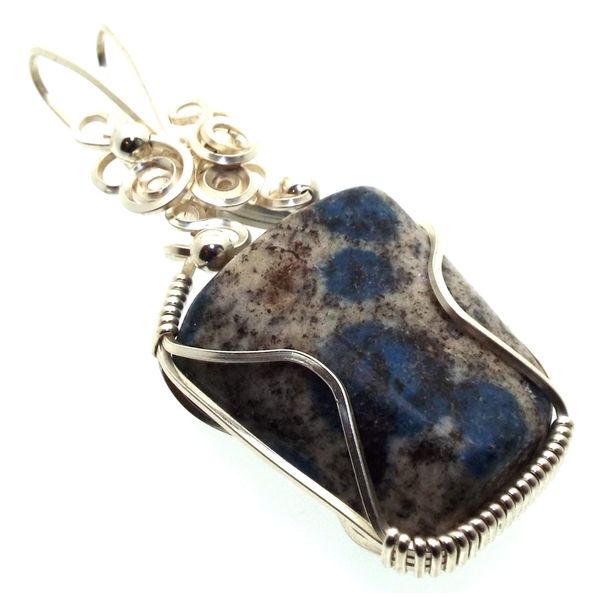K2 Gemstone Silver Plated Wire Wrapped Pendant