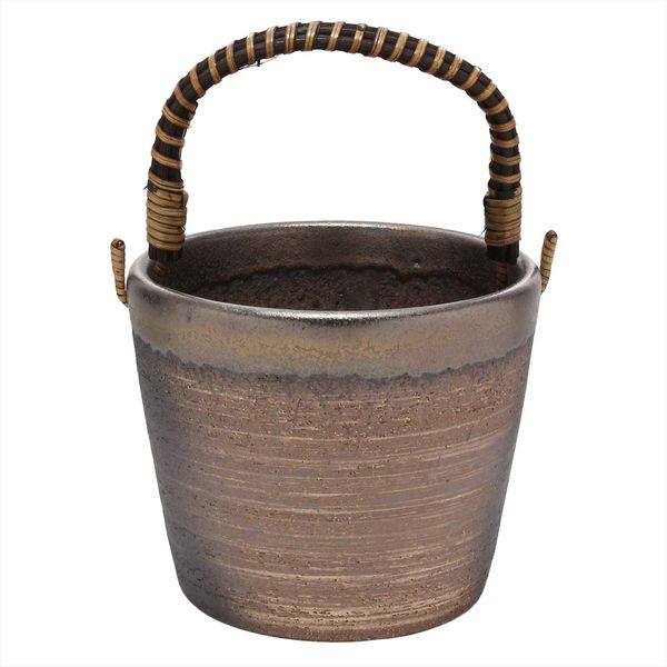 Banko Ware 11813 Ice Bucket with Tsuru, Ceramic Bizen Gold Color, Made in Japan