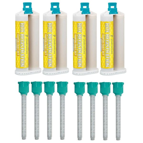 4 X 50ML VPS Unflavor Bite Registration Material SUPER FAST Set +8 Mixing Tips