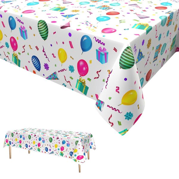 GRESATEK Party Table Cloth,Happy Birthday Table Covers Plastic Disposable Tablecloth Birthday Party Table Decoration Supplies for Kids Boys 137 x 274cm