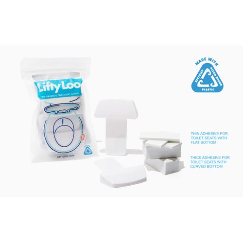 Lifty Loo Toilet Seat Handle - Lift More, Less Mess -Easy Application 2 Pack White