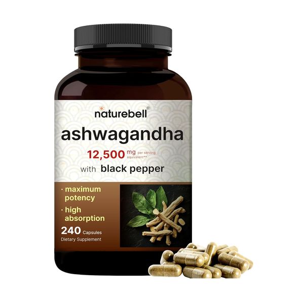 Ashwagandha Capsules 240 Organic Ashwagandha Root Powder Extract of Black Pepper