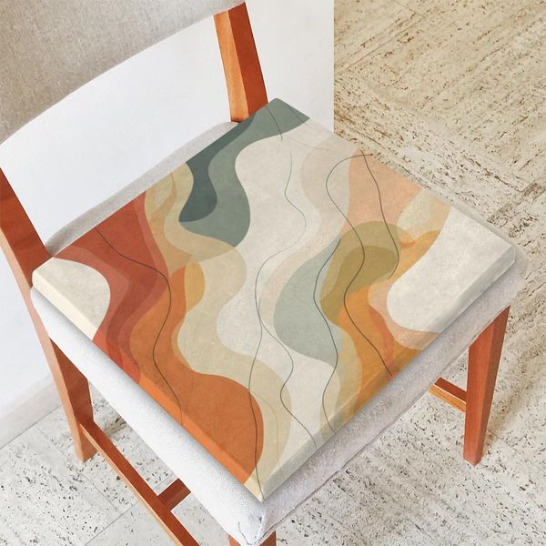 Mintoprints Boho Abstract Mid Century Chair Cushions for Dining Chairs Boho Abstract Seat Cushion Comfortable Chair Pads for Indoor Outdoor Kitchen Dining Room Office, 16 x 16 in