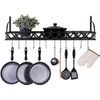 36-Inch Kitchen Cookware Storage Rack, Floating Pot Hanger Shelf with 12 Hooks