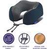 Memory Foam Travel Neck Pillow, Portable Deep Blue Set, Medium