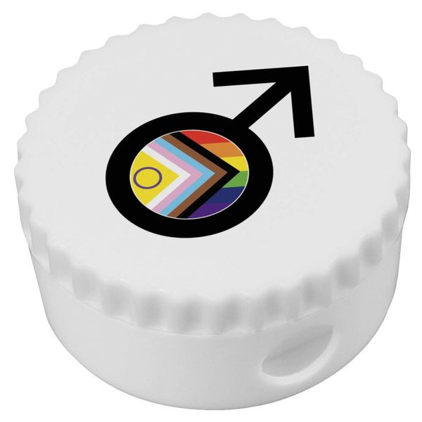 'Pride Flag on Male Symbol' Compact Pencil Sharpener (PS00035564)