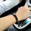 Mecool Obsidian Stretch Bracelet Round Gold Stretch Obsidian Bracelets 16mm Beads