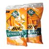 BIC SENSITIVE Men's Razors 12 ct  ( 2 pack ) yellow