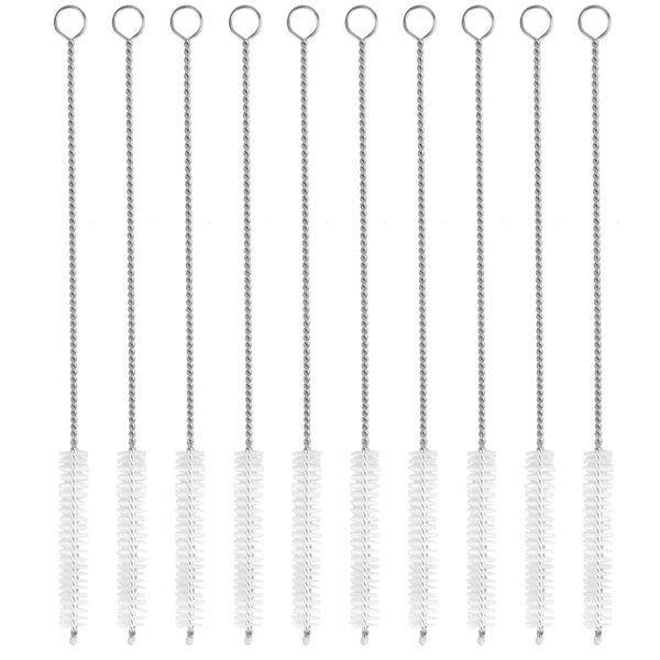 COMNICO 10 Pack Straw Cleaner Brush Extra Long 12 Inches Stainless Steel Handle Nylon Wire Bristles Bottle Brush Straw Cleaner Set for Washing Glass Silicone Metal Straw Teapot Spout Milk Bottle