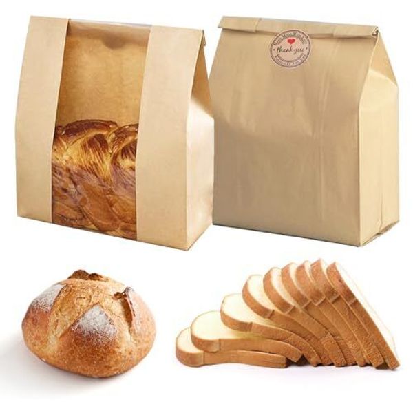 35 Pack Paper Bread Bags for Homemade Bread, Paper Bakery Bag for Baked Food