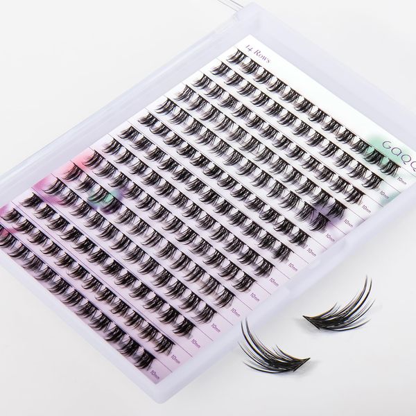 GAQQI Einzelne Wimpern 168pcs Cluster Lashes D Curl 10mm Diy Wimpern Extensions Individuelle Wimpern FüR Augen Make-Up Diy WimpernverläNgerung(09-D 10mm)