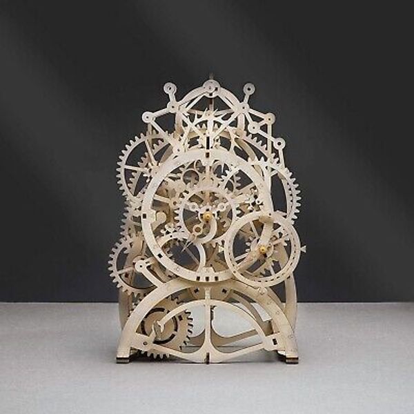 Robotime 3D Assembly Puzzles Wooden Mechanical Gears Laser-Cut Pendulum Clock