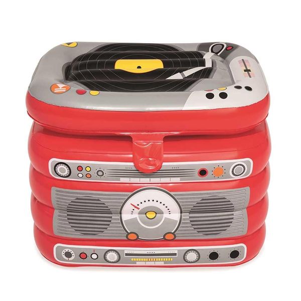 Bestway Inflatable Party Turntable Cooler Jukebox Beverage Storage Box Beach Pool Float Accessory - Red