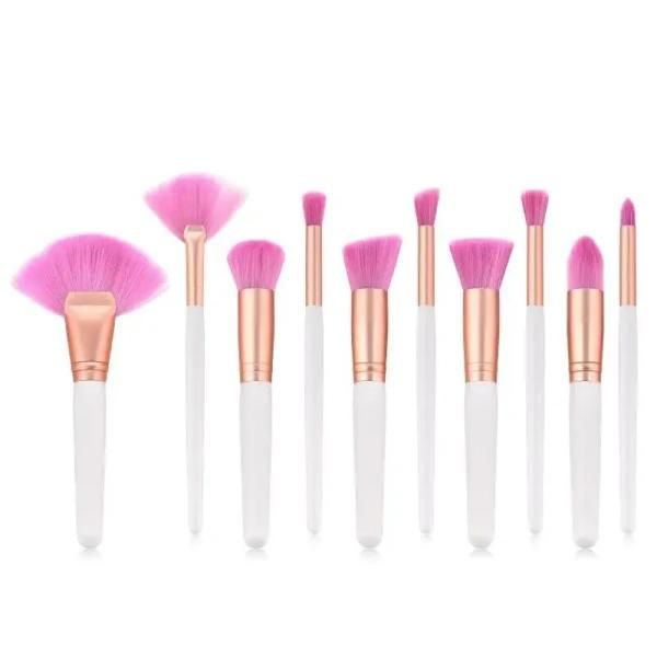 10pcs Makeup Brushes Set Powder Blush Eye White Handle Complete Professional Cosmetics