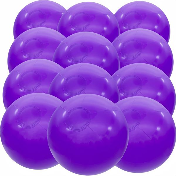 GCQJOQ Inflatable Beach Balls Bulk, Solid Purple, 12 Inch Diameter, Set of 12, for Parties, Beach, Pools & Play