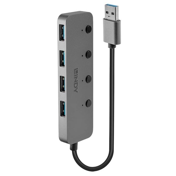 LINDY 4 Port USB 3.0 Hub with On/Off Switches