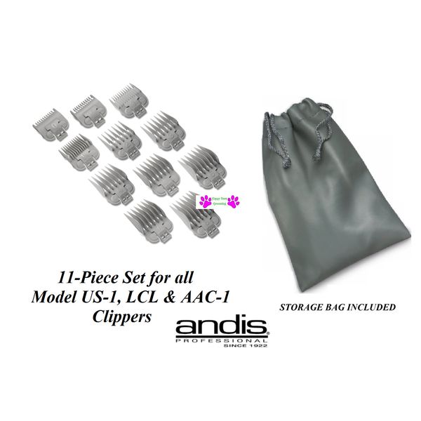Andis Snap-On Blade Attachment Guide 11 pc Comb Set for US-1,LCL,AAC-1 Clippers