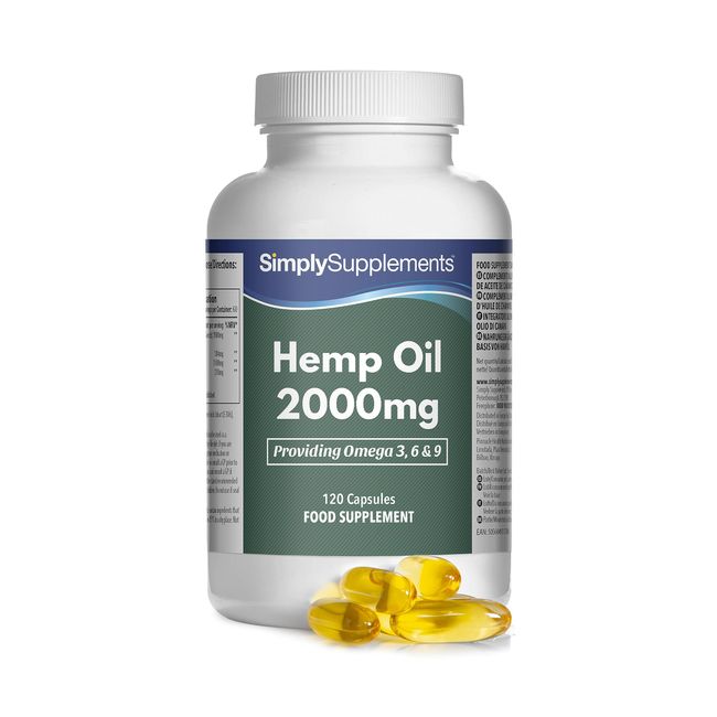 Hemp Oil Capsules 2000mg | Hemp Seed Oil Supplement | 120 Softgel Capsules