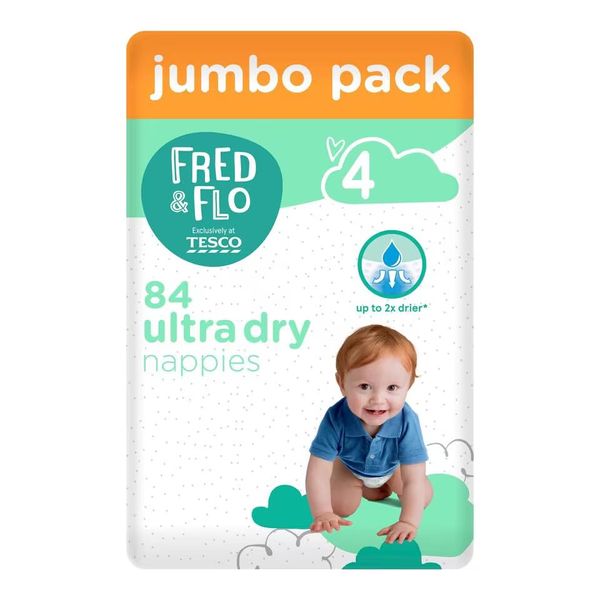 Fred & Flo Size 4 Nappies Jumbo 84 Pack (Pack of 2)