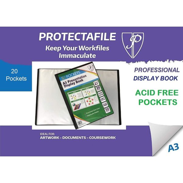A3 Flexicover Black Display Book Presentation Foldes Portfolio - 20 Pkt
