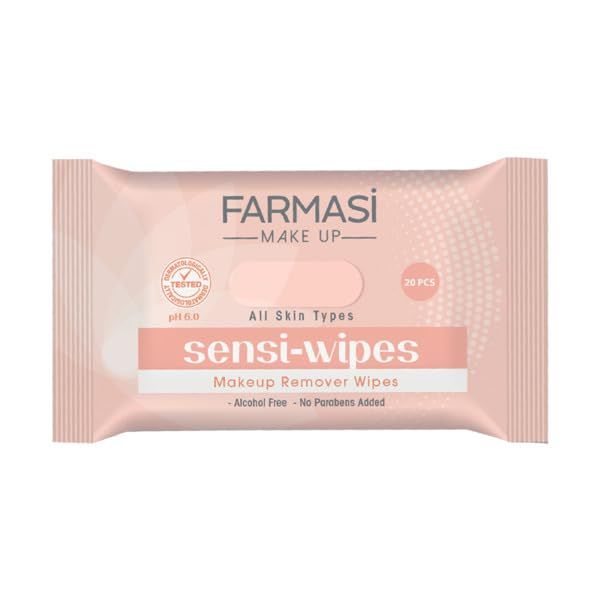 Farmasi Makeup Remover Wipes, 20 pcs - Gentle and Effective Cleansing for All Skin Types - Removes Makeup, Dirt, and Impurities