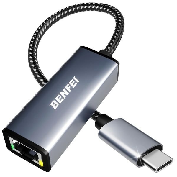 USB C auf Ethernet Adapter, BENFEI Thunderbolt 3 auf RJ45 LAN Netzwerk Adapter Kompatibel für MacBook Pro 2019/2018/2017, MacBook Air und mehr[Nylon geflochten&Aluminum Alloy]