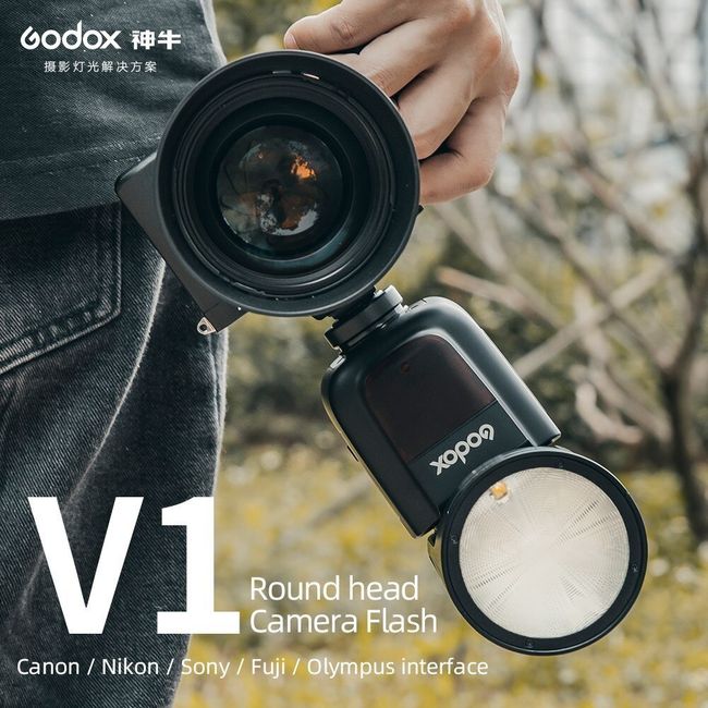 Godox V1-S Round Head Camera Flash Speedlite, 76Ws 2.4G Wireless 1/8000 HSS  TTL Speedlite, 10 Level LED Modeling, with Godox XPro-S Flash Trigger