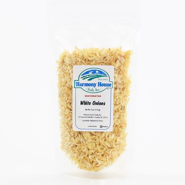 Harmony House Dried Onions, Chopped – Dehydrated Vegetables For Cooking, Camping, Emergency Supply and More (4 oz, Zip Pouch)