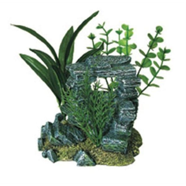 Exotic Environments Rock Arch with Plants Aquarium Ornament, Small