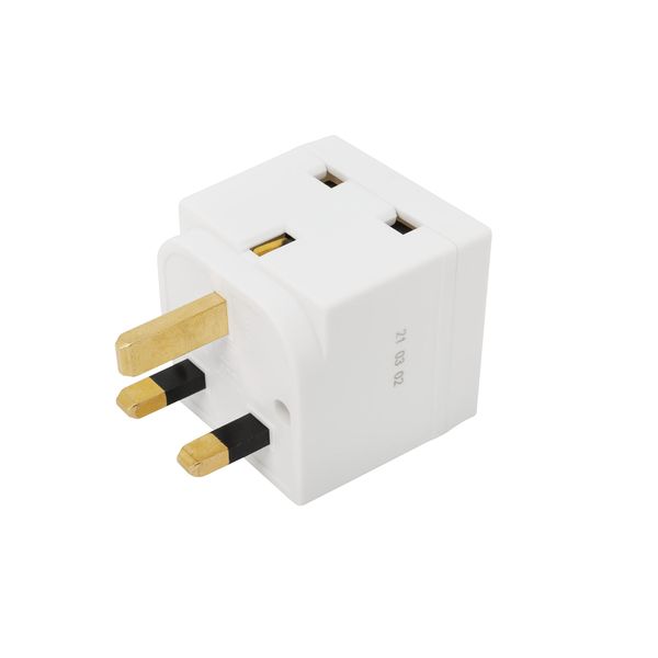 2 Way 3 Pin Power Adapter Plug Splitter - Cube Electric 13A Multi Wall Plug Extension Double Socket UK (Pack of 2 Plugs)