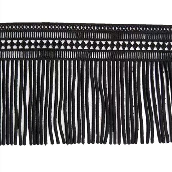 xingmo 2 Yards Fringe Tassel Trim Ribbon Tassels Lace Edge Trim Ribbon Trim Fringe Fabric Embroidered Trimming (Black)