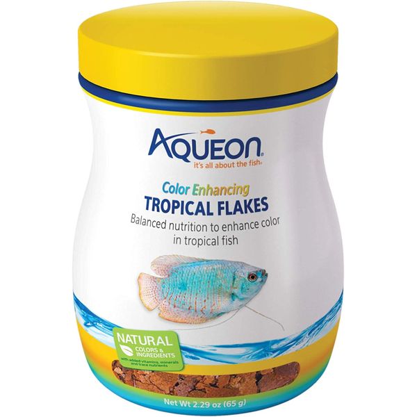 Aqueon Tropical Color Enhancing Flakes Fish Food, 2.29-Ounce