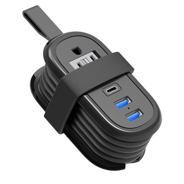 Travel Essentials BEVA Travel Power Strip with USB C Ports, Non Surge Protector Portable Outlet with 4FT Travel Extension Cord, 2 Outlets 3 USB Ports, Cruise Ship Essentials Travel Accessories