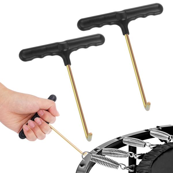 CIATBYYJ 2 Pcs Trampoline Spring Pull Tool, Trampoline Spring Tool Puller Hook, Spring Pull T-Hook with Plastic Handle for Jumping Trampoline Spring Installation