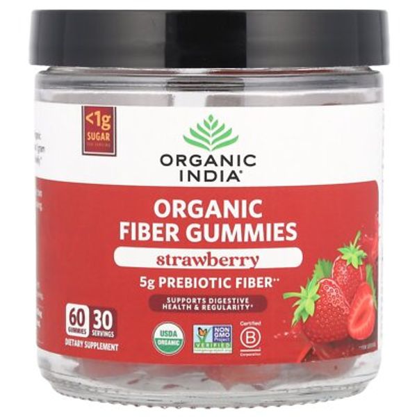 Organic Fiber Gummies, Strawberry, 60 Gummies