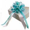 White & Pool Blue Striped Pull Bows with Tails - 8" Wide, Set of 6, Easter