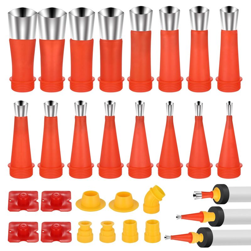 DUIOCKIV 18pcs Universal Silicone Caulking Nozzle Finisher Tool Set - Stainless Steel Tips With Base & Cap For Smooth Sealing