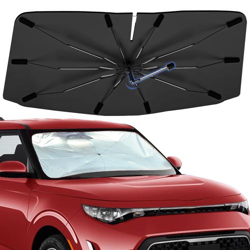 Windshield Sun Shade Umbrella for kia Soul 2020-2024, Foldable Car Sunshade for Front Window, Highly Reflective Auto Sun Shield Visor for UV Protection, Keep Car Cool Accessories
