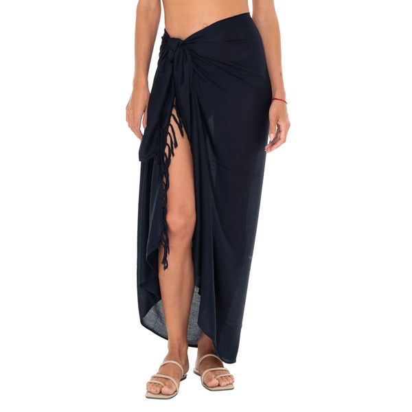 Shu-Shi Womens Beach Cover Up Sarong Swimsuit Cover-Up Many Solids Colors to choose,Black,One Size