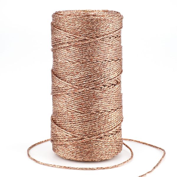 G2PLUS 100M Decorative Metallic String - 1.5mm Rose Gold Twine String - Sparkle Bakers Thread Twine- Jewelry Thread Cord for DIY Crafts Gift Wrapping & Wedding Favors