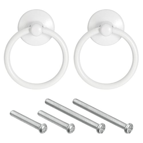 uxcell 2Pcs Round Ring Pulls, Dresser Knobs White Circle Drawer Handles Single Hole for Cabinet Cupboard Wardrobe