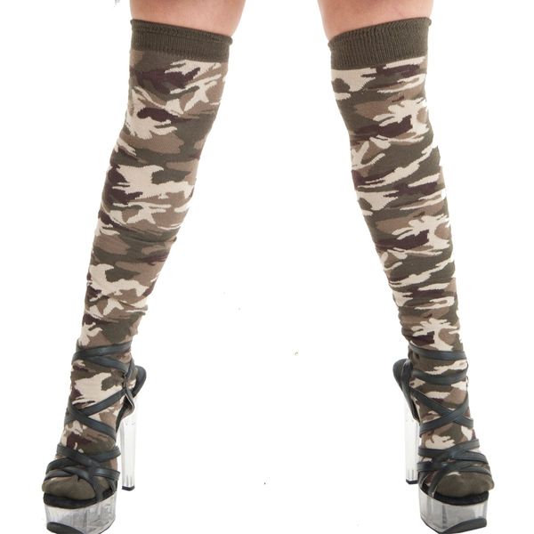 Crazy Chick® Adult Ladies Army Outfit Set Fancy Dress Soldier Military Uniform Women's (One Size, Camouflage Socks)