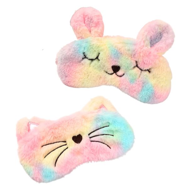 I'm so happy Eye Mask for Sleeping Kids Cute Character Eye Pillow Animal Funny Set of 2 (Rabbit+Cat)