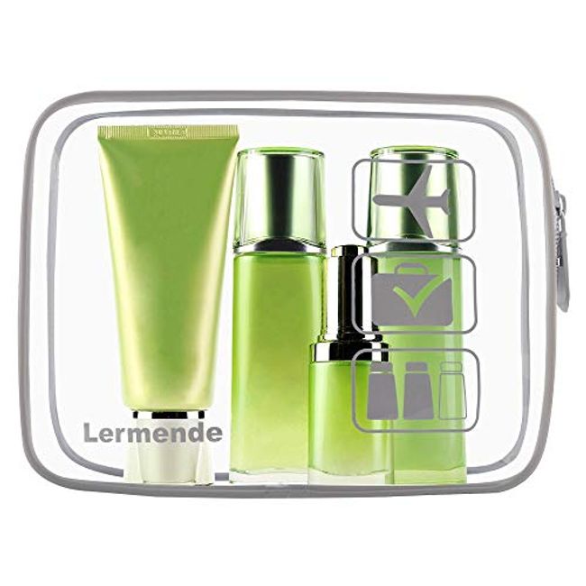 Lermende Clear Makeup Bag,2 Layer Clear Makeup Case,Coquette Glossier Bag  Clear Zipper Bag for Travel,Portable Makeup Organizer Bag,Water-Resistant