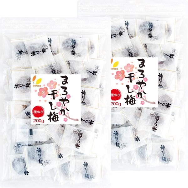 Rifuko Mellow Dried Plum, Seedless Plum, Individual Packing, 7.1 oz (200 g) (Approx. 50 Pieces) x 2 Bag Set, Commercial Use, Dried Plum, Umeboshi Seedless Plum, Sweets, Plum Treats