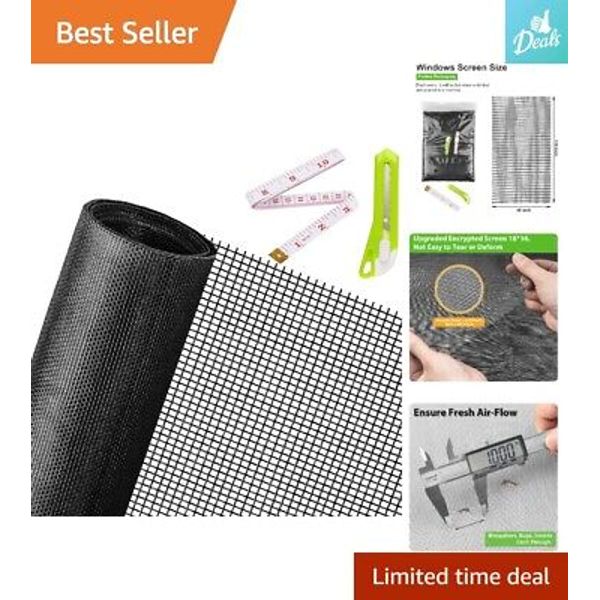 Heavy-Duty Replacement Window Screens - Quick Install - 48x118 Inch Black